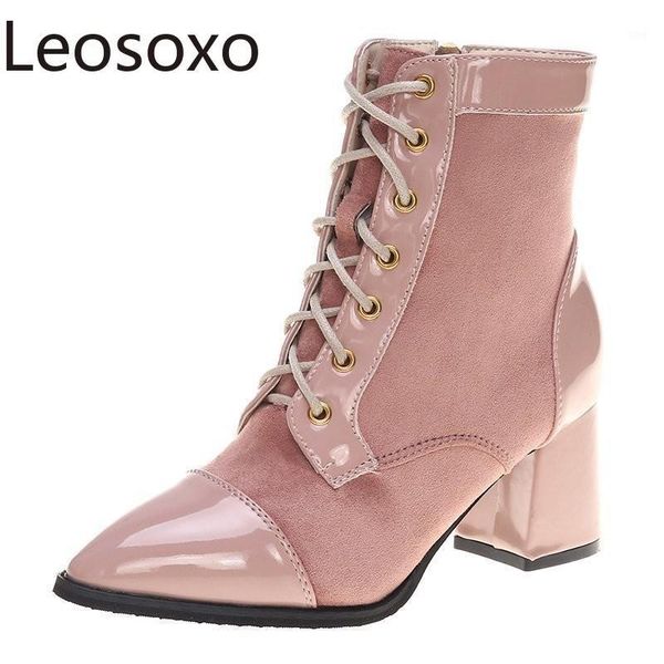 boots women pointed toe ankle pumps autumn lace up square heel fashion high shoes zapatillas mujer1, Black 
boots women pointed toe ankle pumps autumn lace up square heel fashion high shoes zapatillas mujer1, Black
