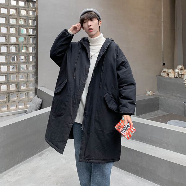 2020 winter tooling korean hooded down cotton padded jacket men's medium length heavy coat, Black
2020 winter tooling korean hooded down cotton padded jacket men's medium length heavy coat, Black
