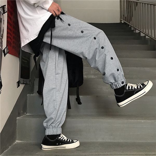 sweatpants women men solid single breasted loose casual pants elastic waist harem pants korean couples clothing trousers t200422, Black;white
sweatpants women men solid single breasted loose casual pants elastic waist harem pants korean couples clothing trousers t200422, Black;white