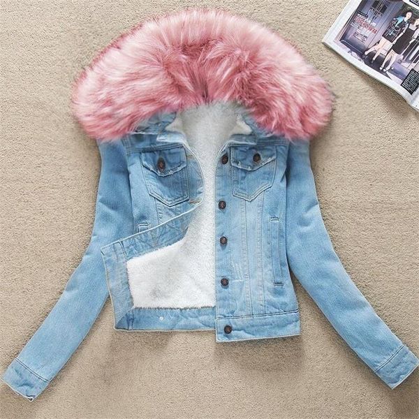 2019 autumn winter women's denim jacket fur collar short basic coats female plus size 4xl jeans jackets oversize outerwear m25, Black;brown
2019 autumn winter women's denim jacket fur collar short basic coats female plus size 4xl jeans jackets oversize outerwear m25, Black;brown