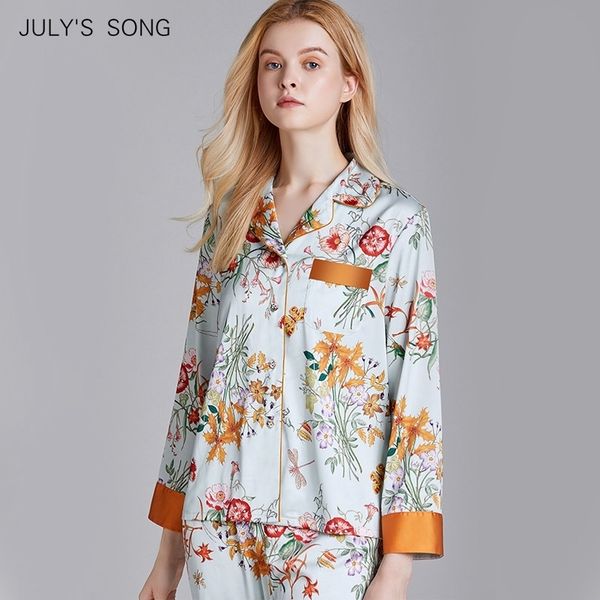 july's song faux silk satin pajamas set 2 piece women spring flower plant printing long sleeve sleepwear pajamas suit home wear y200708, Black;red
july's song faux silk satin pajamas set 2 piece women spring flower plant printing long sleeve sleepwear pajamas suit home wear y200708, Black;red