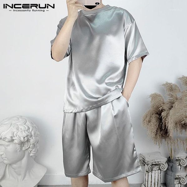men's tracksuits incerun 2021 men casual sets summer solid loose short sleeve crew neck shorts suits streetwear workout two pieces set, Gray
men's tracksuits incerun 2021 men casual sets summer solid loose short sleeve crew neck shorts suits streetwear workout two pieces set, Gray