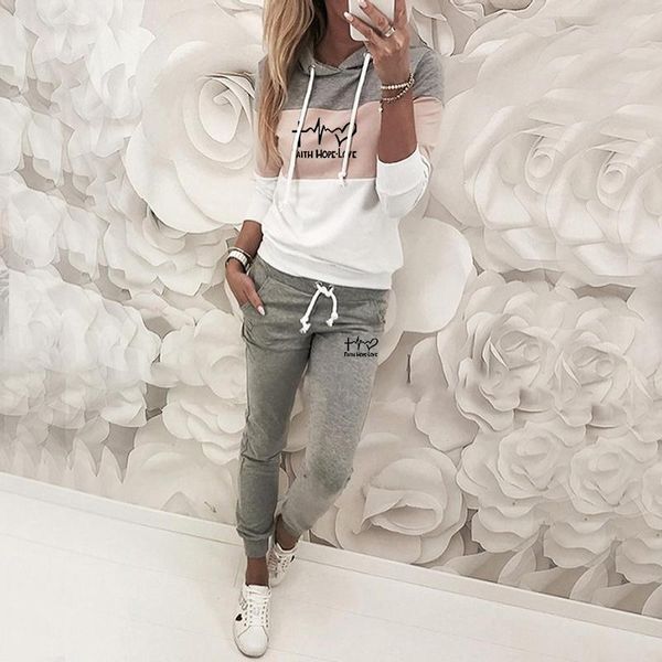 2pcs women's tracksuits set 2021 brand spring autumn long sleeve casual o-neck hoodies+ long pants sportwear outfits, Gray
2pcs women's tracksuits set 2021 brand spring autumn long sleeve casual o-neck hoodies+ long pants sportwear outfits, Gray