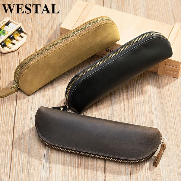 westal genuine leather pencil bag cowhide leather pen case holder vintage accessories, Black
westal genuine leather pencil bag cowhide leather pen case holder vintage accessories, Black