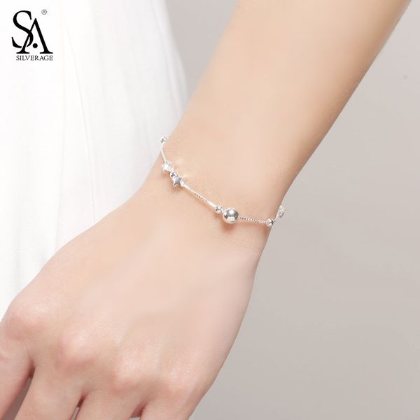 sa silverage 925 sterling silver charms bracelets bangles for women 925 silver star ball chain link bracelets pulseira feminina 201209, Black
sa silverage 925 sterling silver charms bracelets bangles for women 925 silver star ball chain link bracelets pulseira feminina 201209, Black