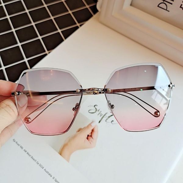 Polygonal Frameless Trimming Sunglasses Women's Gradient Anti Uv Large Frame Fashion Sunglasses, White;black
Polygonal Frameless Trimming Sunglasses Women's Gradient Anti Uv Large Frame Fashion Sunglasses, White;black