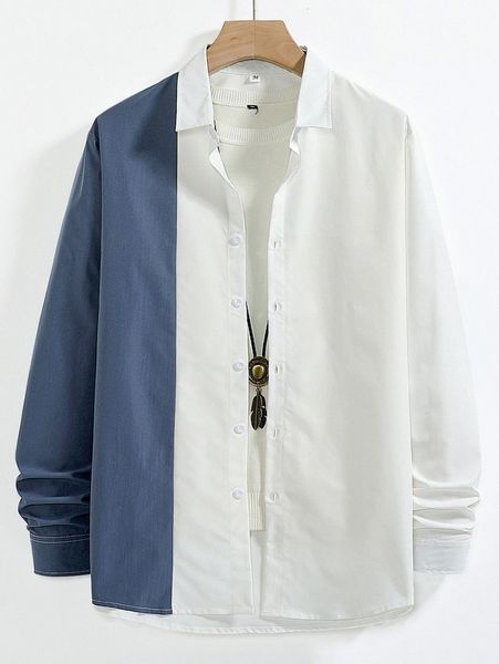 romwe guys colorblock button front shirt f2vc#, White;black
romwe guys colorblock button front shirt f2vc#, White;black