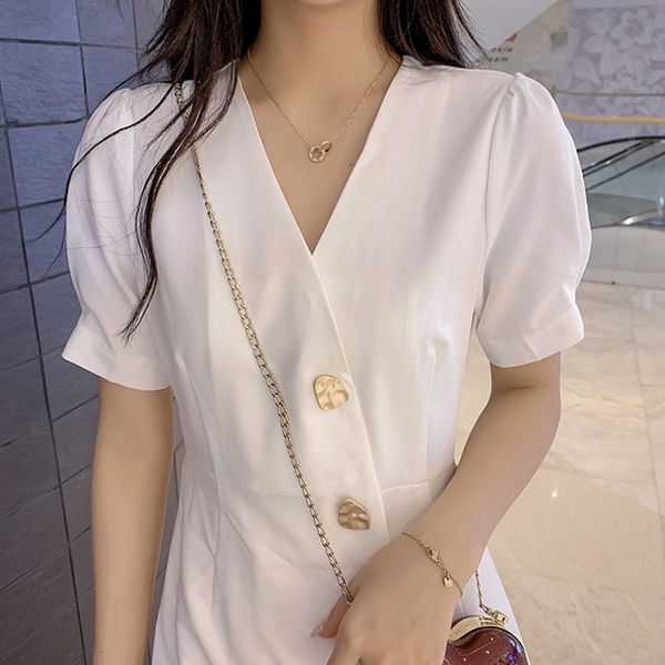 thin female candy mini dress 2021 new summer ladys button decoration neck short sleeve waist high casual gowns 4f9k, Black;gray
thin female candy mini dress 2021 new summer ladys button decoration neck short sleeve waist high casual gowns 4f9k, Black;gray
