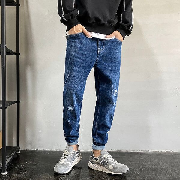 2021 new autumn feet loose harem all-match denim torn stretch beautiful black male pants ylcv, Blue
2021 new autumn feet loose harem all-match denim torn stretch beautiful black male pants ylcv, Blue