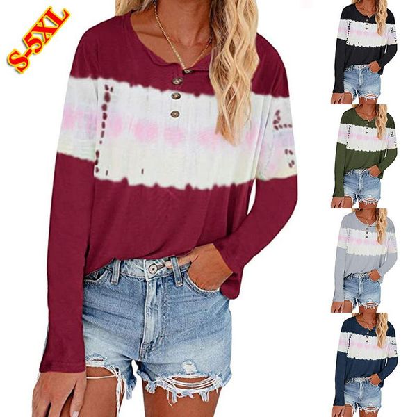 2020 autumn winter new style european american tie-dye printed button leeved t-shirt women, White
2020 autumn winter new style european american tie-dye printed button leeved t-shirt women, White