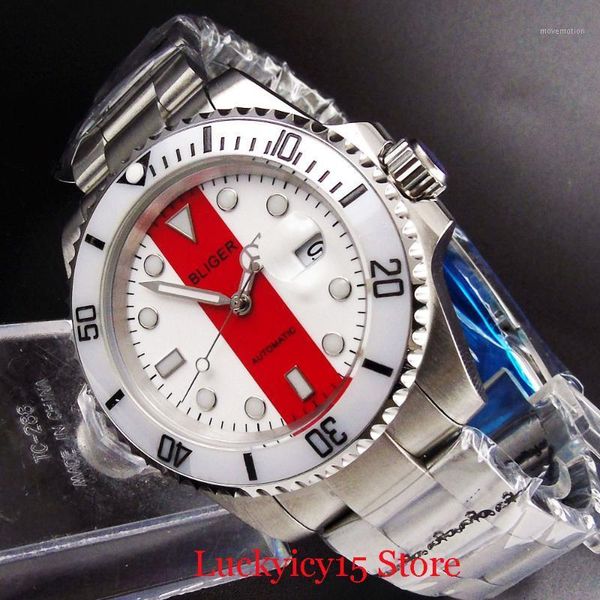 bliger sapphire glass automatic wristwatch men miyota movement date function mental bracelet deployment clasp red white dial1, Slivery;brown
bliger sapphire glass automatic wristwatch men miyota movement date function mental bracelet deployment clasp red white dial1, Slivery;brown