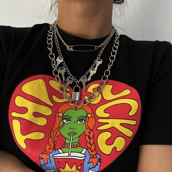 chokers dark gothic big lock key angel pendant necklace punk hip hop three style choker jewelry for men and women gift, Golden;silver
chokers dark gothic big lock key angel pendant necklace punk hip hop three style choker jewelry for men and women gift, Golden;silver