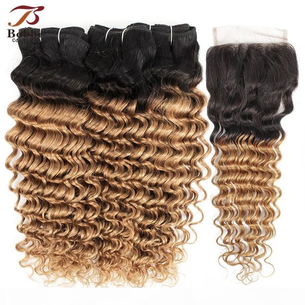 1b 27 ombre honey blonde deep wave hair bundles with closure 3 bundles with 4x4 lace closure brazilian remy human hair extensions, Black;brown
1b 27 ombre honey blonde deep wave hair bundles with closure 3 bundles with 4x4 lace closure brazilian remy human hair extensions, Black;brown