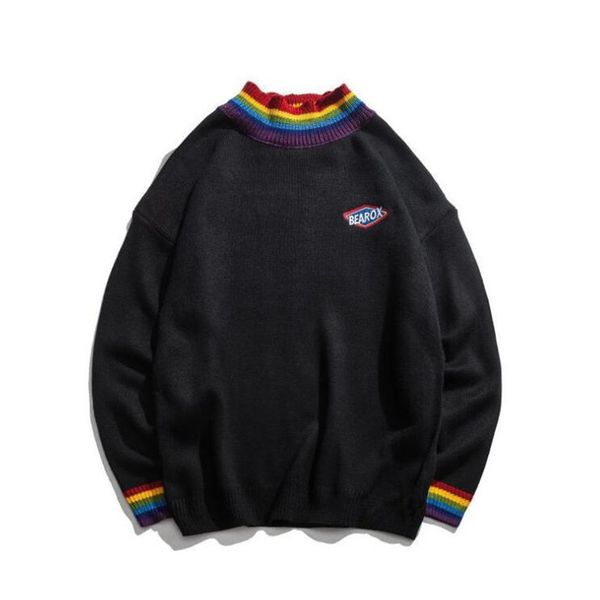 nagri rainbow turtleneck jumper male 2020 winter style loose sweater for men with high street black shirts l xl, White;black
nagri rainbow turtleneck jumper male 2020 winter style loose sweater for men with high street black shirts l xl, White;black