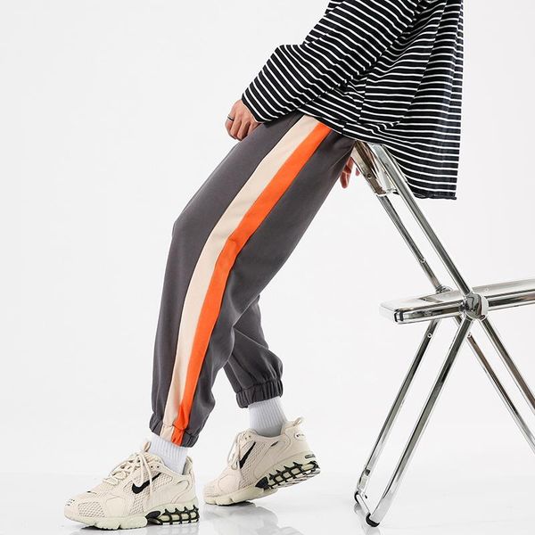 new spring autumn men's sweatpants spliced color stripe streetwear tapered pants drawstring running ankle length joggers man, Black
new spring autumn men's sweatpants spliced color stripe streetwear tapered pants drawstring running ankle length joggers man, Black