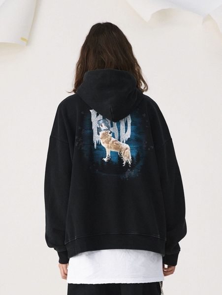 men slogan and wolf print drop shoulder hoodie g8h7#, Black
men slogan and wolf print drop shoulder hoodie g8h7#, Black