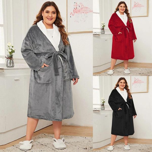 women's sleepwear 5xl plus size women bathrobe flannel christmas robe pajamas bata hombre nightgown thick winter warm pocket, Black;red
women's sleepwear 5xl plus size women bathrobe flannel christmas robe pajamas bata hombre nightgown thick winter warm pocket, Black;red