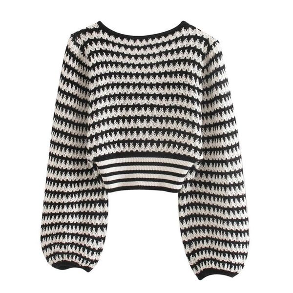 chic 2020 retro women knit striped v neck sweater pullovers french exposed navel short knitwear long lantern sleeve jumper lj201112, White;black
chic 2020 retro women knit striped v neck sweater pullovers french exposed navel short knitwear long lantern sleeve jumper lj201112, White;black