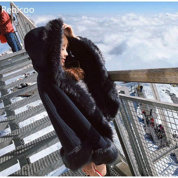 new imitation fur woolen coat winter women batwing sleeve hooded shawl cape coat female loose cloak overcoat1, Black
new imitation fur woolen coat winter women batwing sleeve hooded shawl cape coat female loose cloak overcoat1, Black