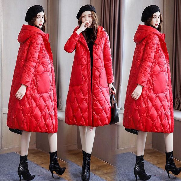 women 2021 winter elegant long slim down cotton parkas female hooded solid color coat office ladies thick big pockets jacket l85, Black
women 2021 winter elegant long slim down cotton parkas female hooded solid color coat office ladies thick big pockets jacket l85, Black