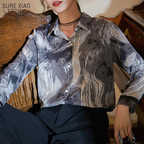 women's blouses & shirts 2021 casual long sleeve chiffon blouse women korean printed single breasted black vintage clothing blusas muje, White
women's blouses & shirts 2021 casual long sleeve chiffon blouse women korean printed single breasted black vintage clothing blusas muje, White
