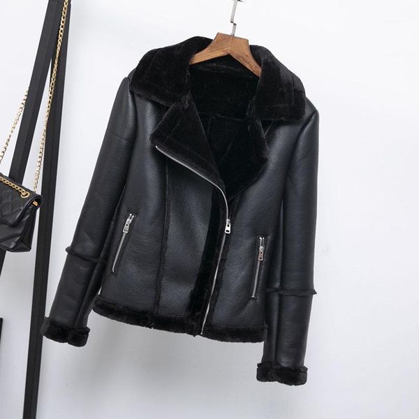 2020 new winter women faux shearling sheepskin coats thick warm pu jacket black turn down collar motorcycle female overcoat1
2020 new winter women faux shearling sheepskin coats thick warm pu jacket black turn down collar motorcycle female overcoat1