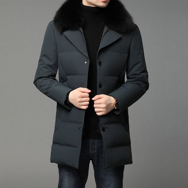 men winter thick warm coat white duck skin down jacket detachable collar 0ax7, Black
men winter thick warm coat white duck skin down jacket detachable collar 0ax7, Black