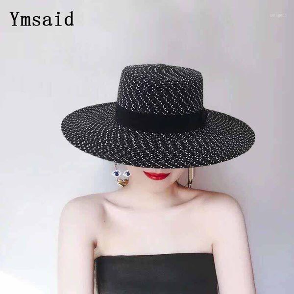 wide brim hats 2021 summer brand women elegant black and white flat sun hat bow straw fashion capeline chapeaux femme beach hat1, Blue;gray
wide brim hats 2021 summer brand women elegant black and white flat sun hat bow straw fashion capeline chapeaux femme beach hat1, Blue;gray