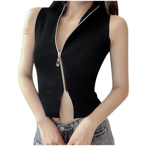 summer fashion women o-neck sleeveless knitting zipper vest ladies solid short casual girls streetwear z04091, White
summer fashion women o-neck sleeveless knitting zipper vest ladies solid short casual girls streetwear z04091, White