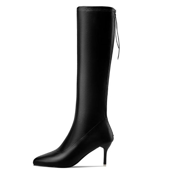 winter for woman new fashion pointed toe back zipper pure color clear heels boots knee high boots stilettos heels 35-40, Black
winter for woman new fashion pointed toe back zipper pure color clear heels boots knee high boots stilettos heels 35-40, Black