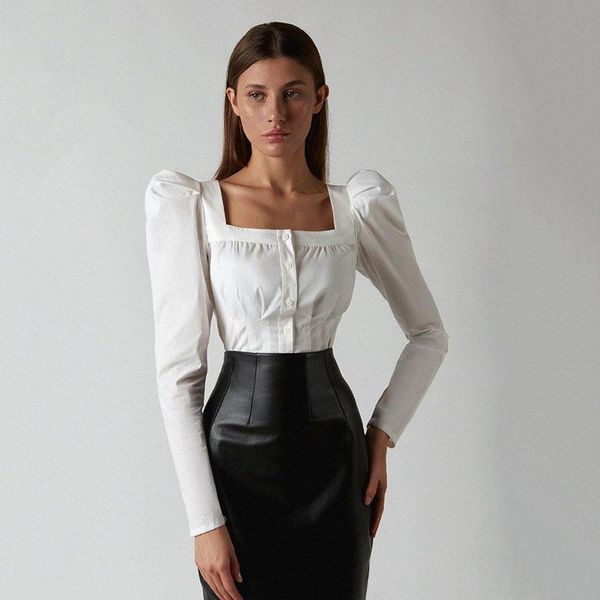 women blouse office wear womens and blouses puff sleeve square collar long sleeve solid color blouse for ladies shirt, White
women blouse office wear womens and blouses puff sleeve square collar long sleeve solid color blouse for ladies shirt, White