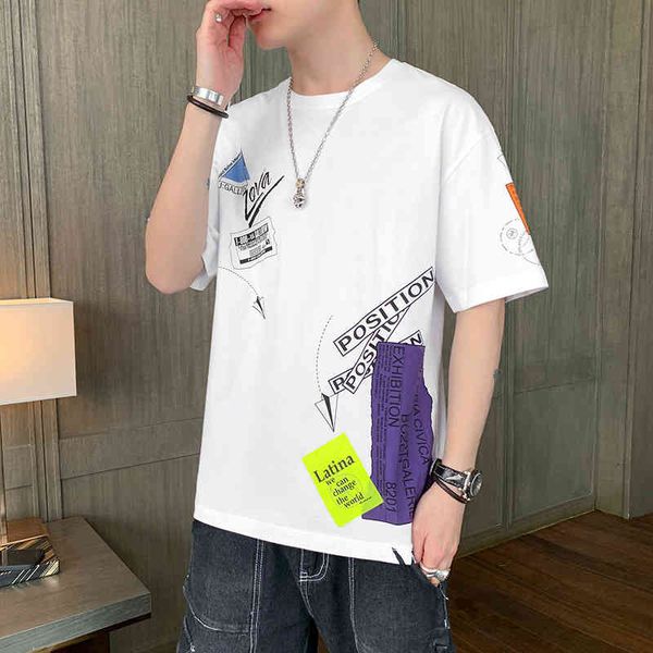 men's t shirt short sleeve t-shirt summer ins trend pure cotton tide brand loose round neck printed bottomed is, White;black
men's t shirt short sleeve t-shirt summer ins trend pure cotton tide brand loose round neck printed bottomed is, White;black
