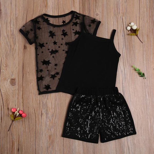 little girl 3 pcs casual fashion outfits star pattern short sleeve round neck see-through smock + camisole + sequined shorts, White
little girl 3 pcs casual fashion outfits star pattern short sleeve round neck see-through smock + camisole + sequined shorts, White