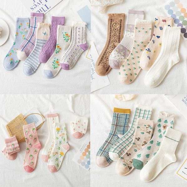 men's socks 5 pairs plaid dot print women's cotton college style japanese kawaii cute long for women harajuku vintage, Black
men's socks 5 pairs plaid dot print women's cotton college style japanese kawaii cute long for women harajuku vintage, Black