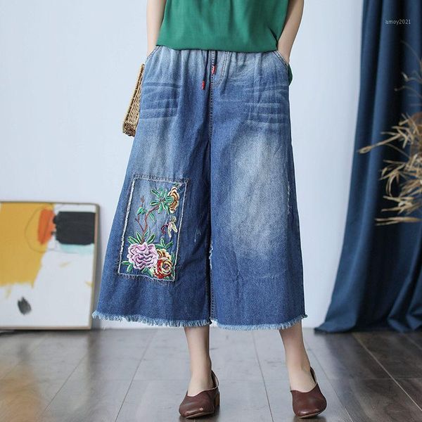 women's pants & capris retro patch embroidered ethnic wind wide-leg jeans women's elastic waist edge dark cropped women denim trou, Black;white
women's pants & capris retro patch embroidered ethnic wind wide-leg jeans women's elastic waist edge dark cropped women denim trou, Black;white