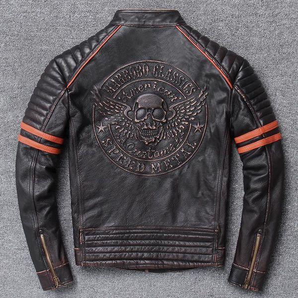 men's leather & faux 2021 .wholesales.street motor biker genuine jacket.skull printing cowhide coat.vintage slim jackets, Black
men's leather & faux 2021 .wholesales.street motor biker genuine jacket.skull printing cowhide coat.vintage slim jackets, Black