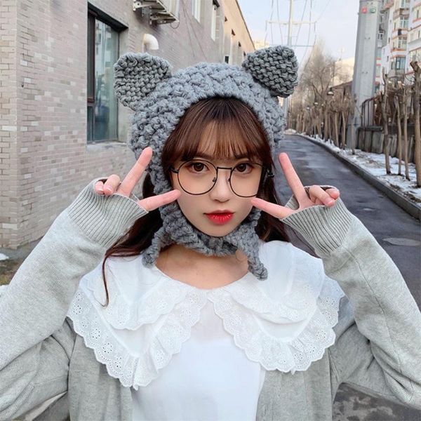 Women Cute Cat Ears Knitted Beanie Hat Autumn Female Solid Color Chunky Crochet Harajuku Outdoor Windproof Skullies Earflap Cap, Blue;gray
Women Cute Cat Ears Knitted Beanie Hat Autumn Female Solid Color Chunky Crochet Harajuku Outdoor Windproof Skullies Earflap Cap, Blue;gray