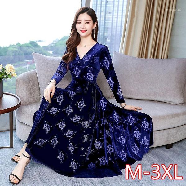 women spring autumn gold velvet dress fashion long sleeve v-neck evening party dress elegant slim print plus size maxi vestidos1, Black;gray
women spring autumn gold velvet dress fashion long sleeve v-neck evening party dress elegant slim print plus size maxi vestidos1, Black;gray