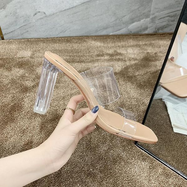 2o21 ladies sandals simple high heels sandals and slippers ladies transparent high heels square toe slippers party shoes women, Black 
2o21 ladies sandals simple high heels sandals and slippers ladies transparent high heels square toe slippers party shoes women, Black