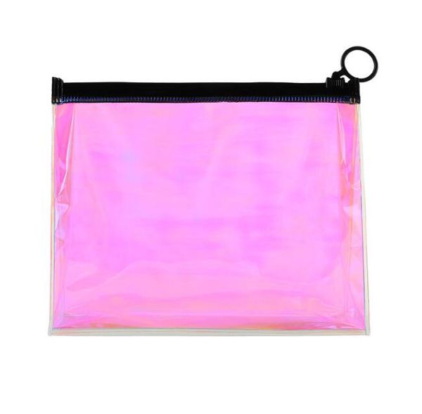 100pcs women tpu laser pink transparent cosmetic bags