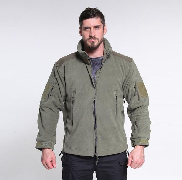 autumn and winter new men's fleece jacket outdoor sports thickened warm fleece hoodless jacket, Tan;black