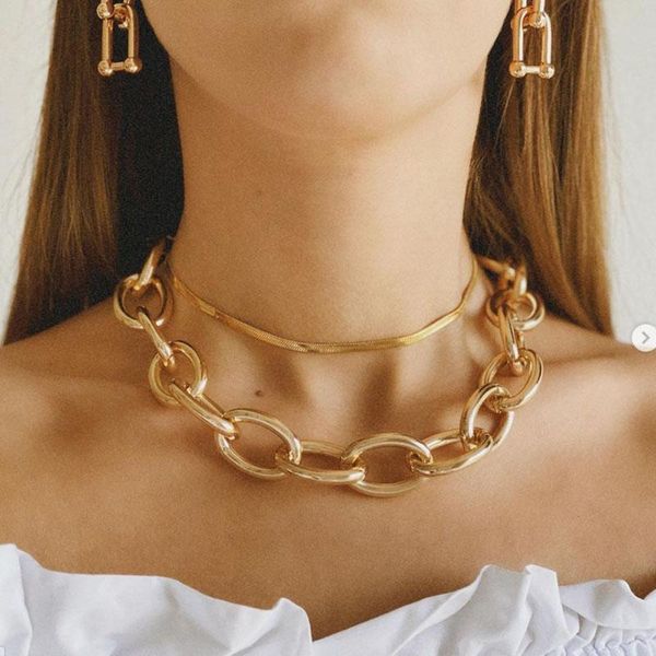 chokers punk large thick chain heavy metal choker necklace retro hip hop gothic exaggerated female snake jewelry gift, Golden;silver
chokers punk large thick chain heavy metal choker necklace retro hip hop gothic exaggerated female snake jewelry gift, Golden;silver