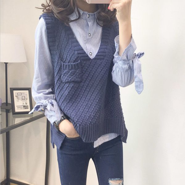 spring autumn new women's knit v neck vest sweater split sleeveless pullover loose jacket preppy style kintwear shirt 398, White;black
spring autumn new women's knit v neck vest sweater split sleeveless pullover loose jacket preppy style kintwear shirt 398, White;black