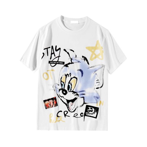 2021 guernika's new spring/summer cartoon print women's wear trend short-sleeved men's cotton t-shirt si5t, White
2021 guernika's new spring/summer cartoon print women's wear trend short-sleeved men's cotton t-shirt si5t, White