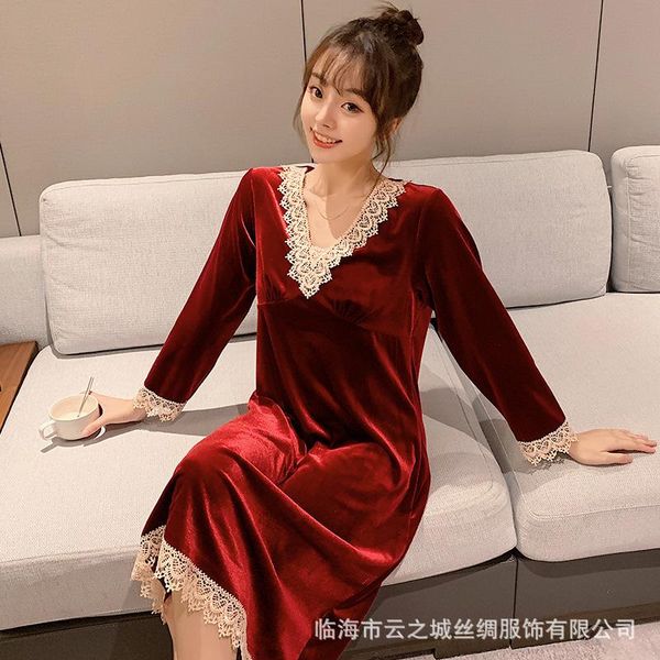 women's long sleeve nightdress loose solid color pure cotton home wear comfortable cute student sleepwear women deep v pajamas, Black;red
women's long sleeve nightdress loose solid color pure cotton home wear comfortable cute student sleepwear women deep v pajamas, Black;red