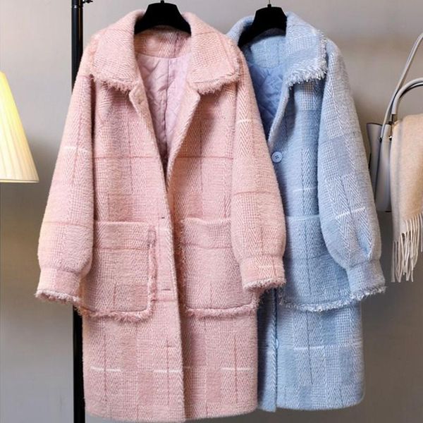 women's wool & blends 2021 fashion autumn and winter loose lapel plaid long-sleeved coat trench real s 3 color, Black
women's wool & blends 2021 fashion autumn and winter loose lapel plaid long-sleeved coat trench real s 3 color, Black