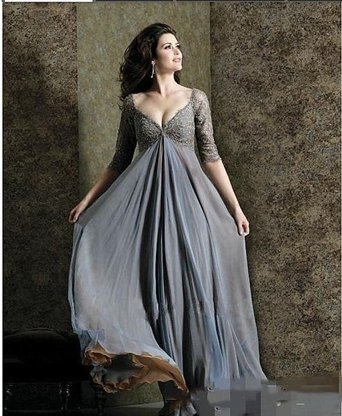 2021 empire waist grey chiffon mother of the bride dresses new plus size long deep v-neck lace sleeve wedding guest party gowns prom, Black;red
2021 empire waist grey chiffon mother of the bride dresses new plus size long deep v-neck lace sleeve wedding guest party gowns prom, Black;red