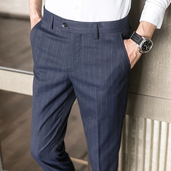 2020 dress classic striped korean male ankle length suit businessmen fomal office pants for men xuxm, White;black
2020 dress classic striped korean male ankle length suit businessmen fomal office pants for men xuxm, White;black