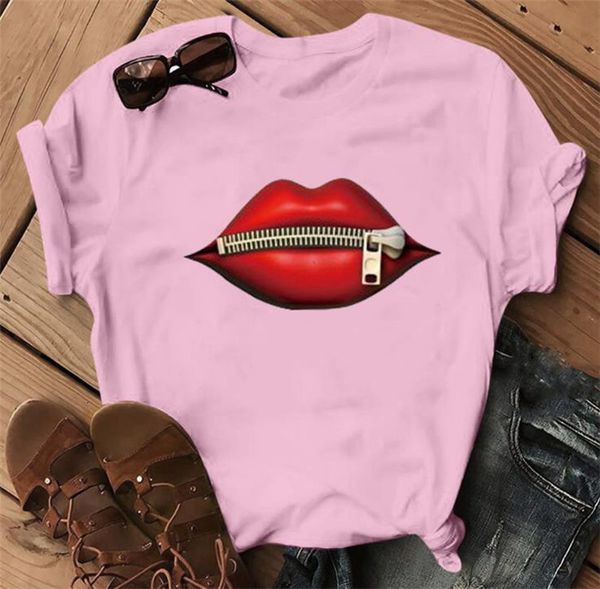 womens zipper lips summer tshirts woman o-neck short plus size loose tees women fashion casual, White
womens zipper lips summer tshirts woman o-neck short plus size loose tees women fashion casual, White