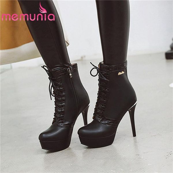 boots memunia 2021 arrival women ankle zip lace up round toe autumn winter super high heels platform shoes woman, Black
boots memunia 2021 arrival women ankle zip lace up round toe autumn winter super high heels platform shoes woman, Black
